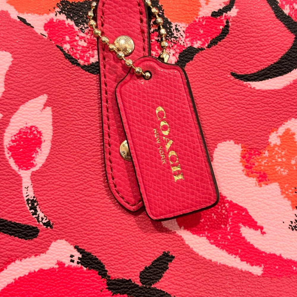 Coach Floral Red/Coral Tote Bag - Picture 4 of 16